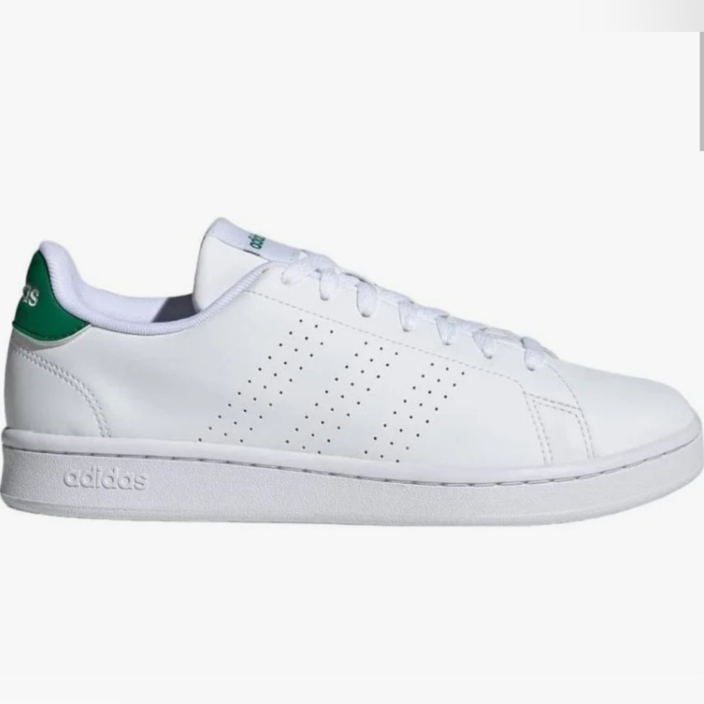 ADIDAS MEN'S ADVANTAGE WHITE/GREEN TENNIS SNEAKERS